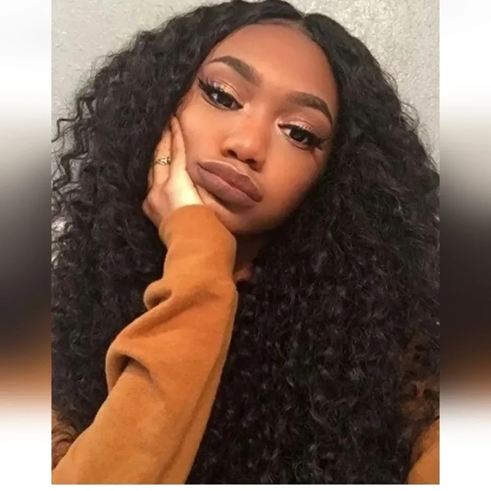 Women's Curly Wavy Chest Long Wigs Black Ladies Synthetic Medium length Hair US